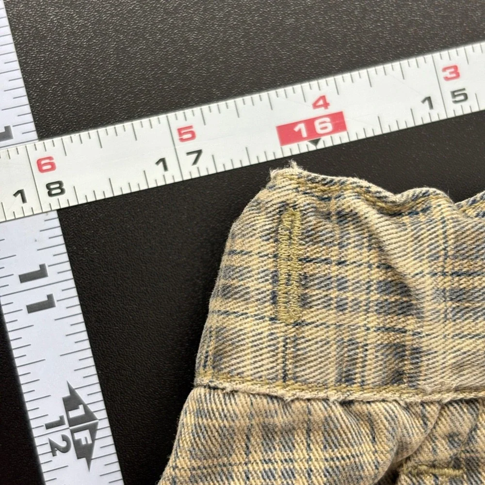 Vintge American Eagle Mens Plaid Shorts Sz33 Khaki Drawstring Cotton Durable
